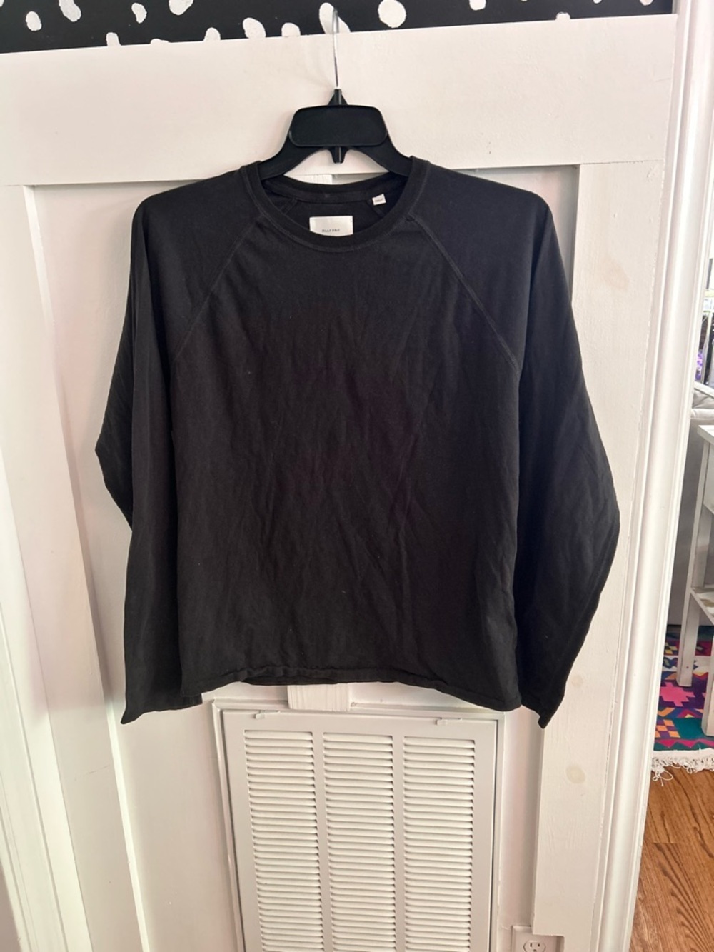 Billy Reid black long sleeve crew neck pullover shirt